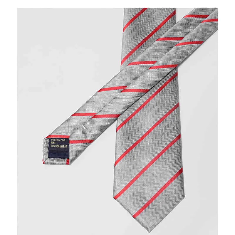 Cravatta a righe di lusso uomo 7 cm Cravatta in poliestere di seta abito da cerimonia di design di marca aziendale da sposa con confezione regalo