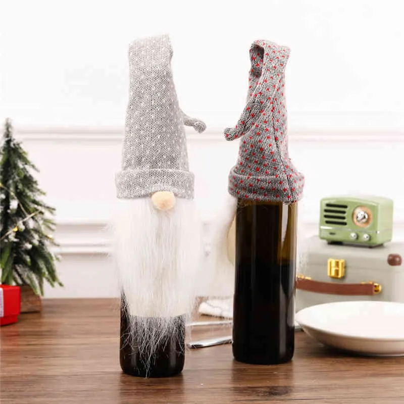30 st julomslag Lång hatt Plush Gnome Wine Bottle Cap Topper Holiday Dining Table Decorations Hela x2292h