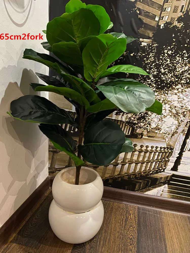 60-122 CM 3 Forchetta Artificiale Banyan Ramo Terra Verde Piante Finte Realistico Plastica Palma FAI DA TE Soggiorno Decorazione Della Casa 210624