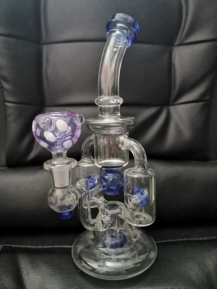 Double Recycler Oil Rigs Dab Rig avec Hélice Perc Unique Bongs Pipe À Eau Moulin À Vent Perc Quartz Banger Avec Convertisseur Ou Bol cheechshop