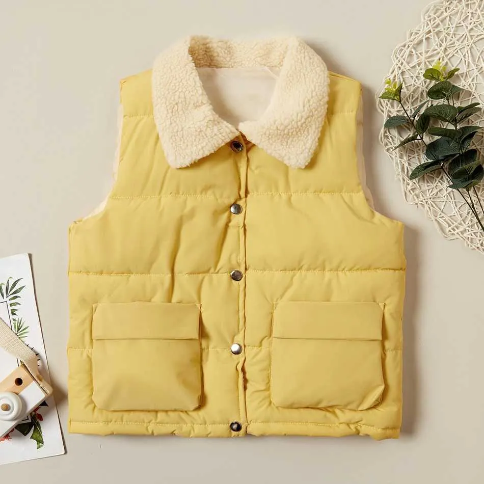 Gilet invernali bambini alla moda in pile con colletto con risvolto vestiti gilet unisex 210528