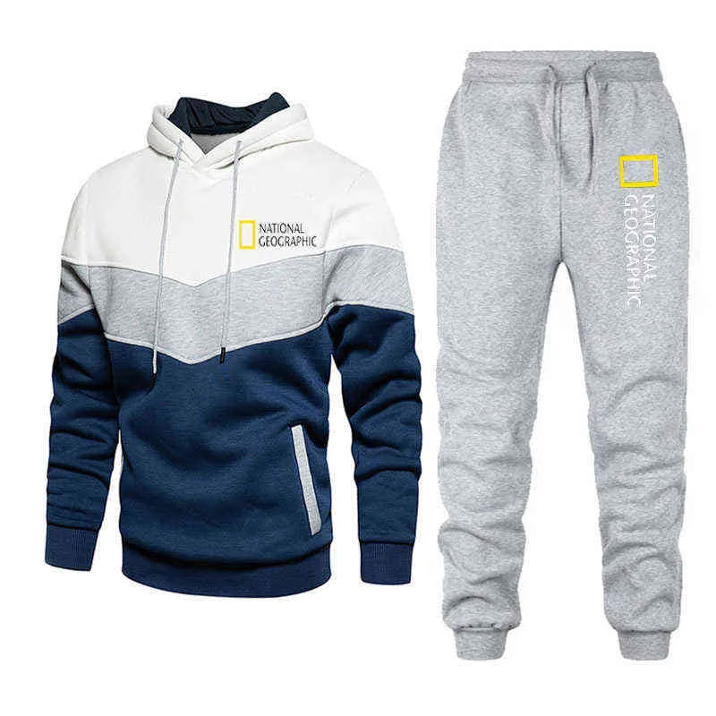 Geographic Nacional Marca De Moda Masculina Define Agasalho Outono Novos Hoodies + Jogginghose Terno Com Capuz Conjuntos Casuais G1209