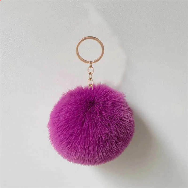 Pompom Keychain Bulk Pom Balls Fluffy Keyring Women Keychains for Car Bag Keys Accessories Faux Rabbit Fur Key Chain H0915