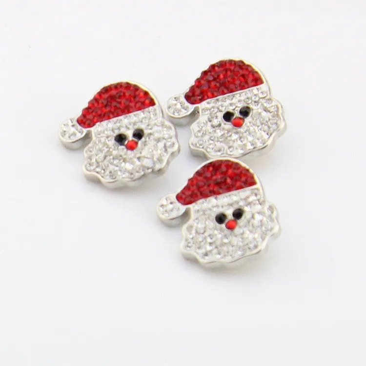 s Santa Claus Christmas Rhinestone Diy 18mm Snap Button Fit Metal Charm Bracelet Jewelry277C