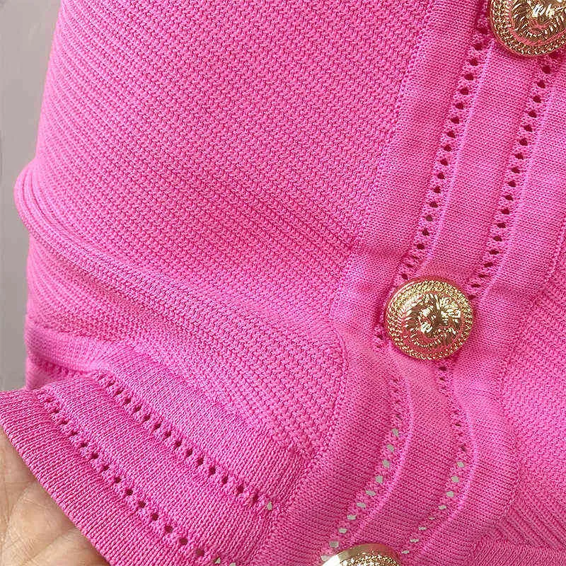 HarleyFashion Новый летний европейский дизайнер сексуальный V-образным вырезом с коротким рукавом конфеты цвет розовый вязание мини-оболочки сладкое платье G1214