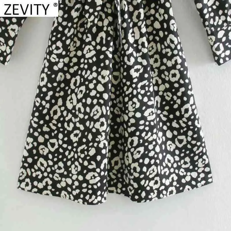 Kobiety Vintage Leopard Drukuj Breasted Sastes Sashes Sukienka Office Damskie Długie Rękawem Biznes Vestido Dresses DS4782 210420