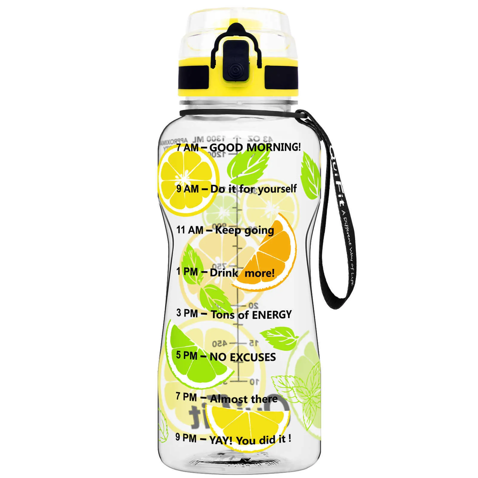 QuiFit 2L 1.3L 450ml Demi Gallon Tritan Sports Bouteille d'eau avec verrouillage Flip-Flop Couvercle Fruit Infuser Net Clear Bouteilles à boire 210908