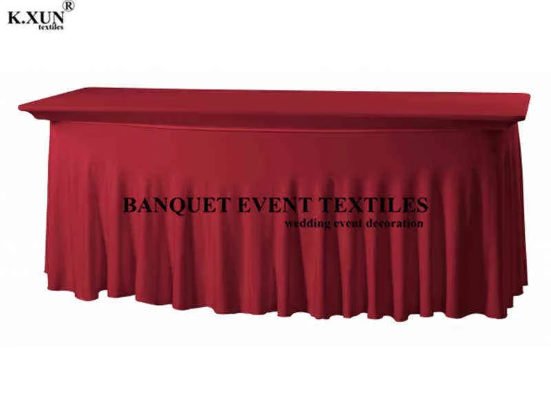 Rectangle Équipé Stretch Spandex Couverture De Table tissu Lycra Long Bar Tissu Pour el Événement Partie Décoration 211103