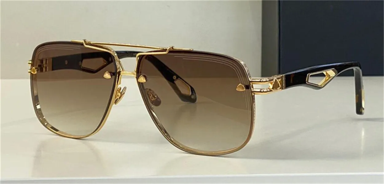 トップマンのファッションデザインサングラスキングIIスクエアレンズKゴールドフレームハイエンド寛大なスタイル屋外UV400保護メガネ2601