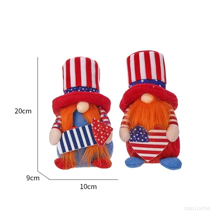파티 용품 아메리칸 얼굴이없는 인형 애국적인 독립 기념일 난쟁이 인형 스칸디나비아 장식 7 월 홈 데스크톱 장식 키즈 장난감 T2I52243