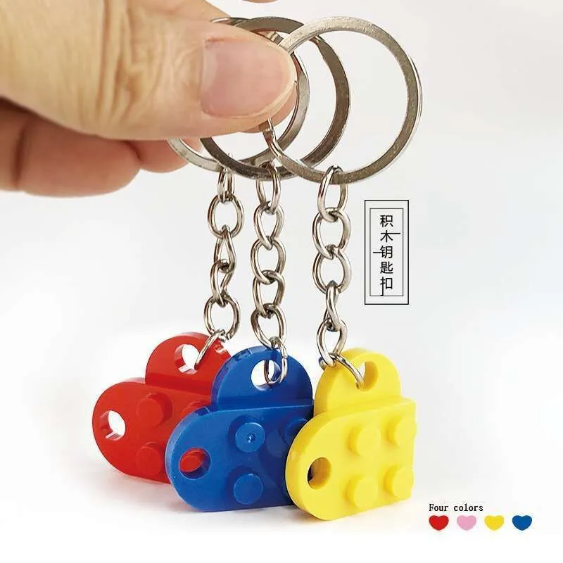 Legoes Brick Heart Brelok Keychain Kochankowie BFF Najlepsi przyjaciele Urok Biżuteria Prezent Talizman Klucz Brelok Wisiorek Dla Kobiet Mężczyzn Llavero