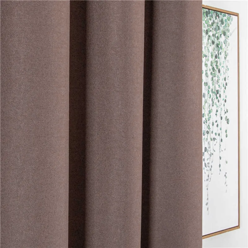 100％遮光カーテン両面麻の高品質のソリッドカラーのカーテンのための居間の寝室の窓300x280カスタムサイズ210712