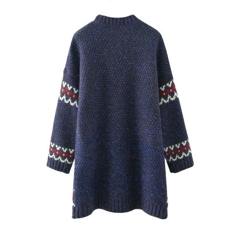 H.SA Winter Clothes Women Oversized Long Sweater for ugly christmas Retro Vintage Snowflake argyle Jumpers 210417