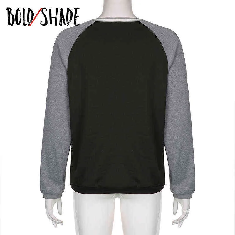 Bold Shade Grunge Fashion 90er Jahre Sweatshirts Patchwork Gestreifte Langarm Oversize Hoodies Indie Y2K Rundhals Vintage Sweatshirt Y1118
