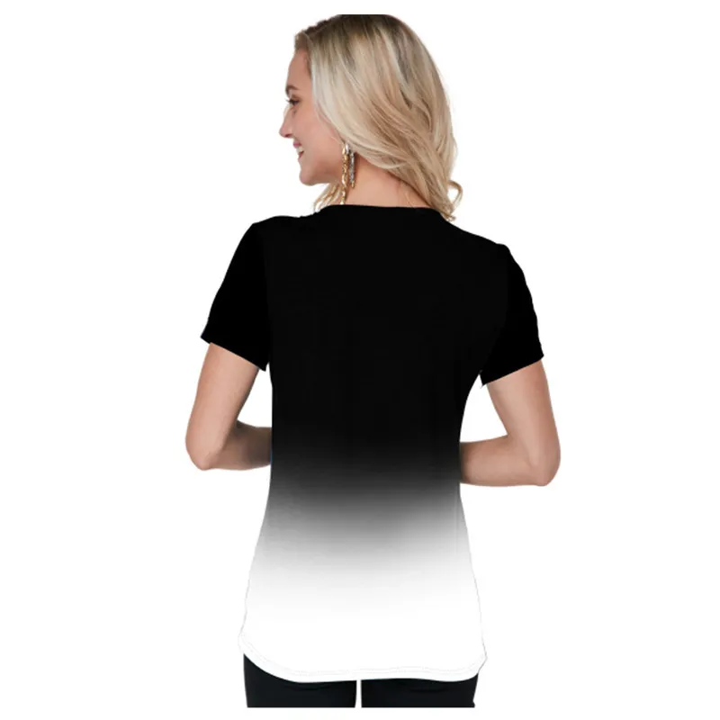 T-shirt donna oversize Casual stampa sfumata manica corta scollo a V cinturino incrociato estate moda donna top 5XL taglia grande 210522