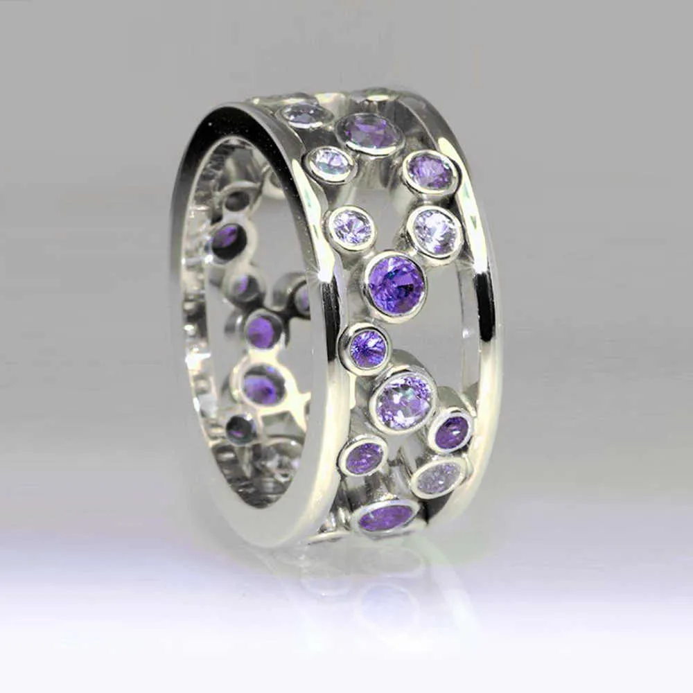 Huitan scava fuori la grande piccola pietra bianca blu alternativa al nuovo design da donna anello da dito festa da ballo stile versatile gioielli di moda X0715