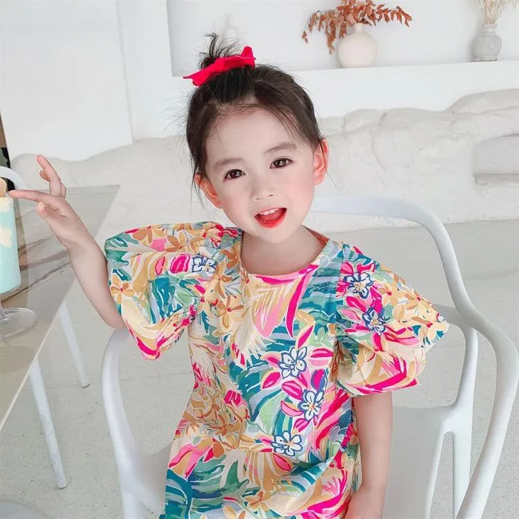 최신 QualityWholesale INS Kids Girls Flower Dress 어린이 공주 여름 부티크 어린이 의류