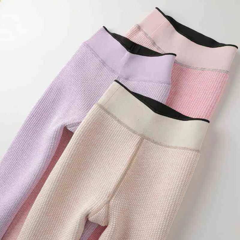 Leggings da donna con fodera in cotone invernale spesso caldo resistente al freddo elastico Slin-fit push up a vita alta moda ouc054 211204