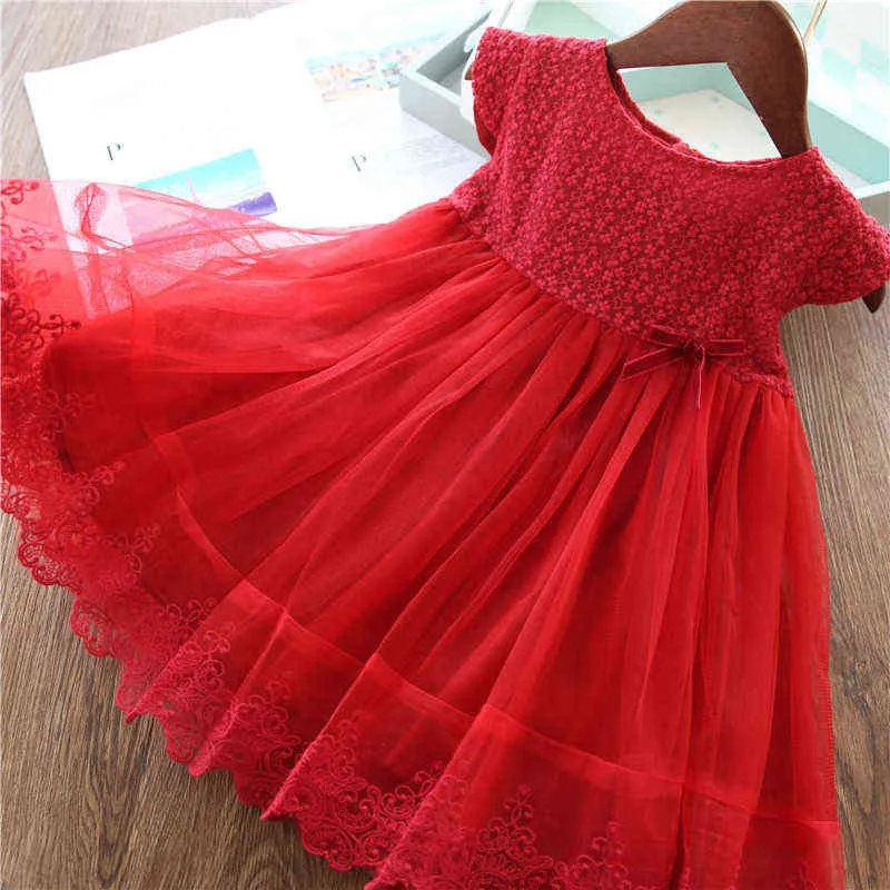 Lace Girl Party Dress Children Clothing Princess Kids Dresses For Girls Causal Wear 2 3 5 6 7 Years White Red Vestido Robe Fille G220518