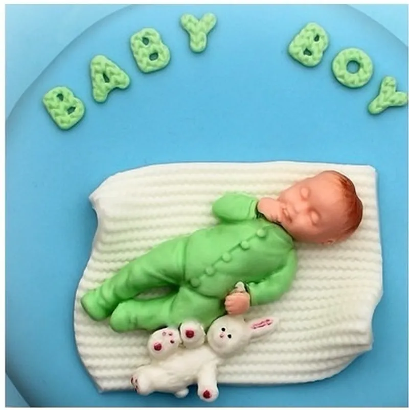 3d Boy Girl Baby Doll Bear Silikonowe ciasto Mold Baby Fondant Cake Dekorowanie