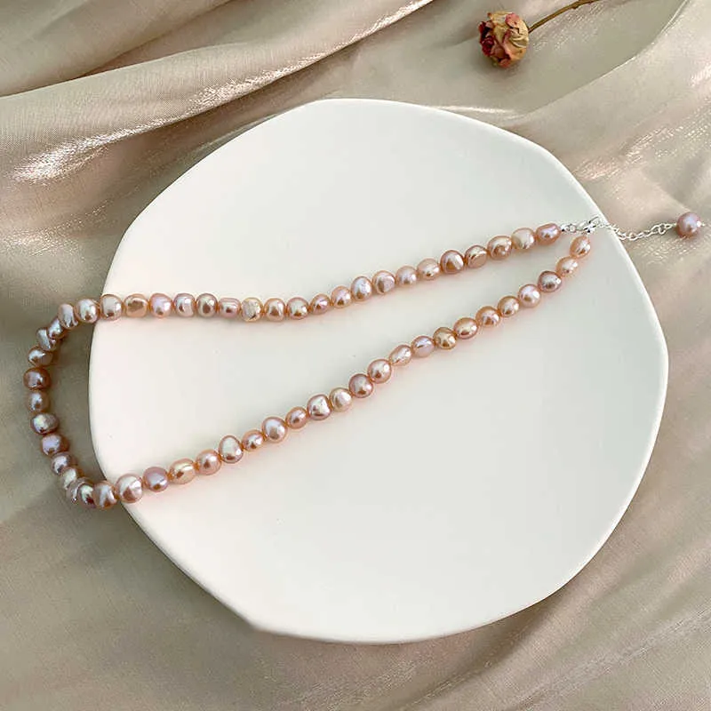 ASHIQI – collier de perles d'eau douce naturelles baroques en argent Sterling 925, bijoux à boutons pour femmes, 2021