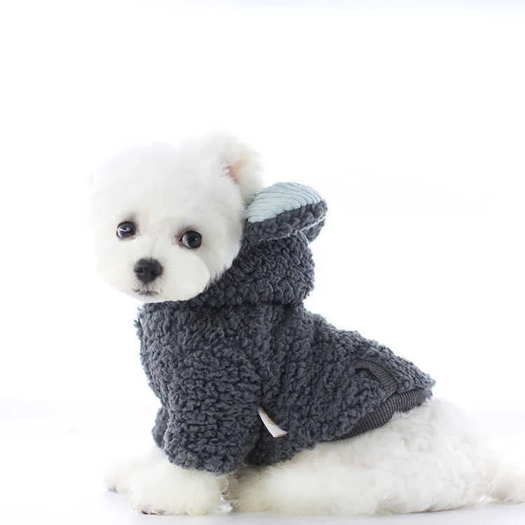 Huisdierkleding met dop FPR herfst en winter kleine puppy hond mode jassen met grote oren bubble fleece gewatteerde katoen jassen 211013