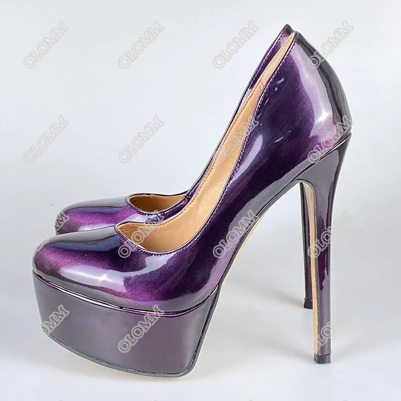 Rontic Frauen Frühling Herbst wasserdichte Pumpen Sexy Stiletto High Heel Runde Kappe Wunderschöne Lila Party Schuhe Frauen Plus UNS Größe 5-15