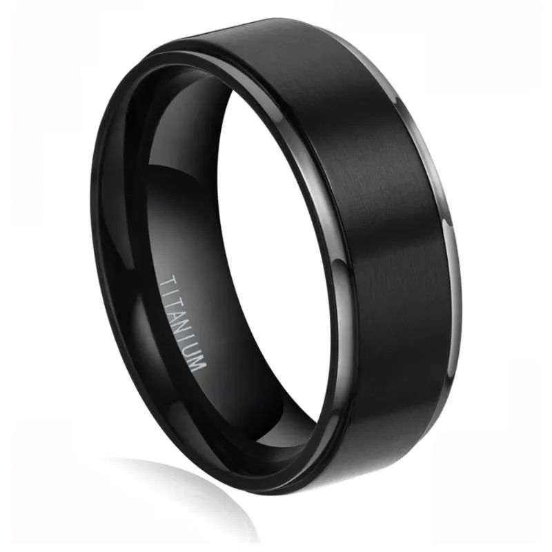 Bröllopsringar 2st 6mm 8mm set 100% Pure Titanium Black Par Bands Engagement Lovers Jewellers Alliance Bague Homme220R