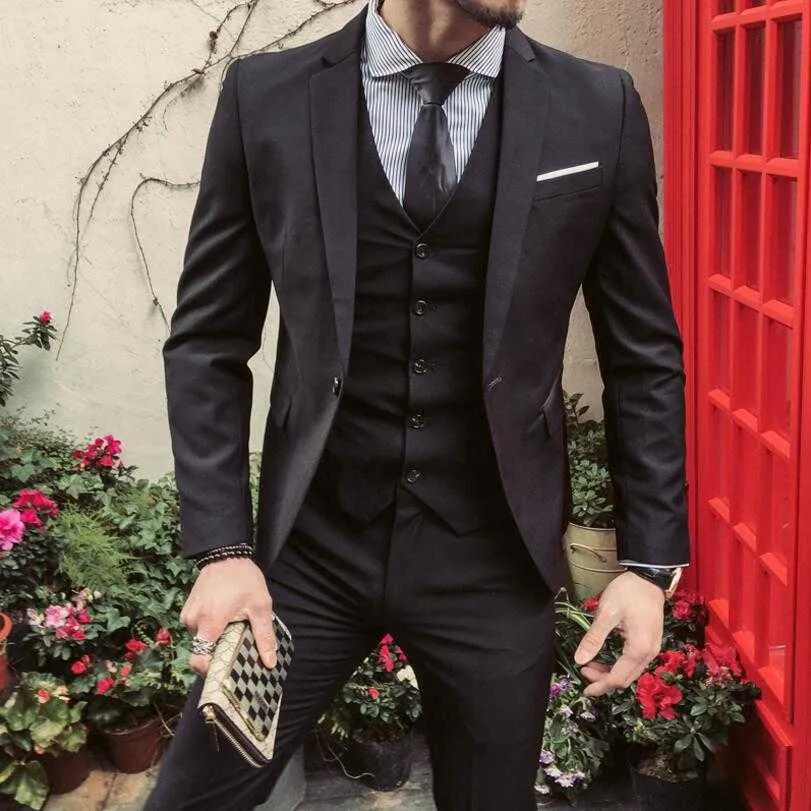 Wedding Suits For Man Jackets+Pants+Vest Slim Fit Suits Blazers Jackets New Spring Male Casual Suits Sets Size 6XL X0909