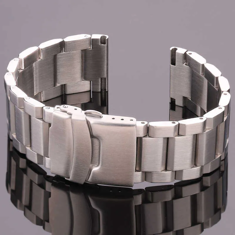 Bracelet de montre en acier inoxydable Bracelet Femmes Hommes Bracelet de montre en métal Bracelet 18mm 20mm 22mm 24mm Accessoires Argent Rose Or Noir H0915