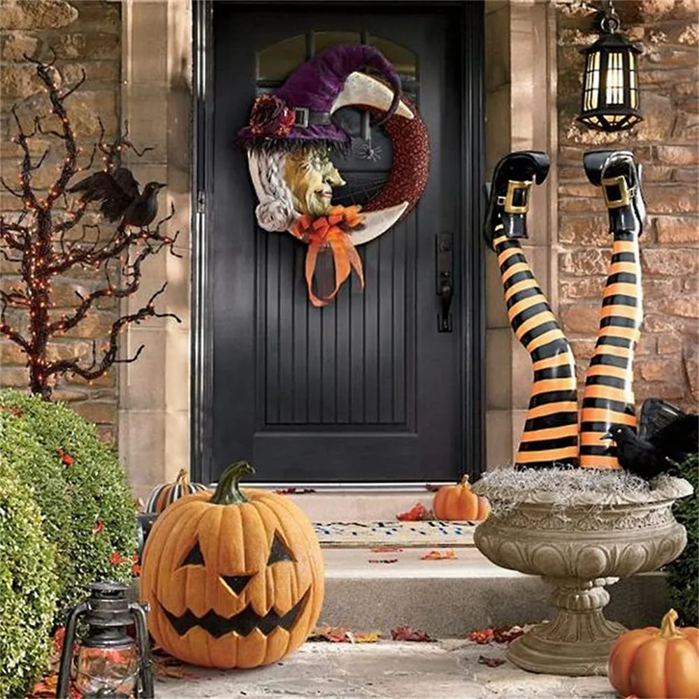 Halloween Decoration Evil Witch -benen steunt ondersteboven tovenaarsvoeten met bootbelang ornament voor voortuin Lawn28132169180427