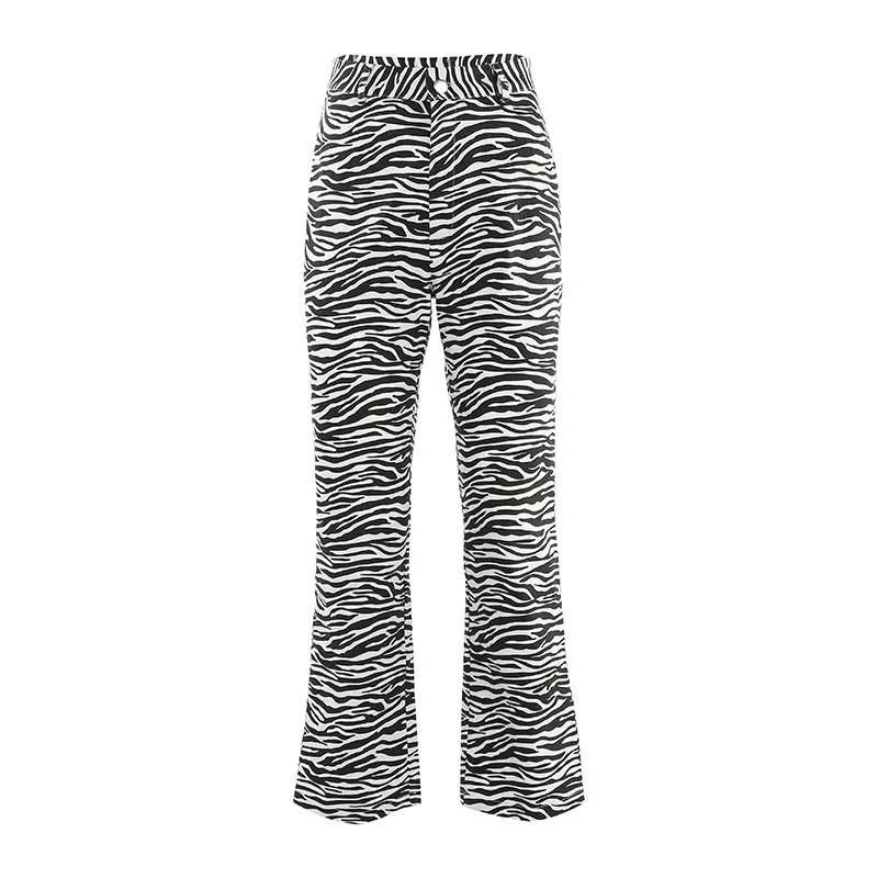 Hiver nouveau modèle noir et blanc tendance pantalon droit chic nouvelle mode taille haute femme pantalon évasé femme pantalon 210422