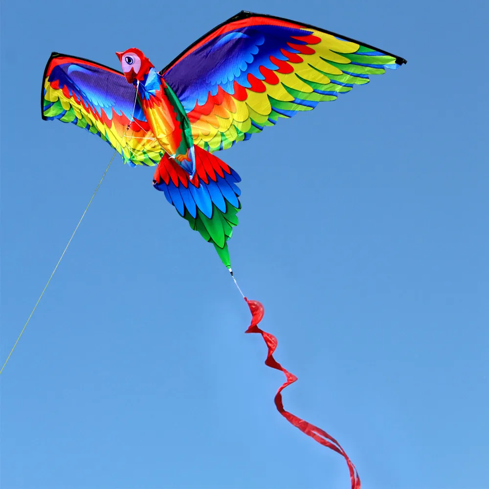 3D Parrot Kite خط واحد الطائرات الورقية مع الذيل والتعامل مع الأطفال الطائرات الورقية الطيران الطائرات الطائرات الورقية في الهواء الطلق للأطفال التفاعلية Toy2938414318