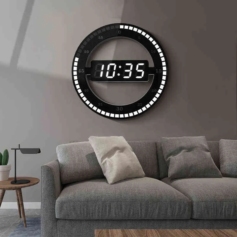 أدى 3d التكنولوجيا ساعة الحائط مضيئة الرقمية درجة حرارة درجة الحرارة الإلكترونية متعددة الوظائف القفز الثانية ساعة الديكور المنزل H1230