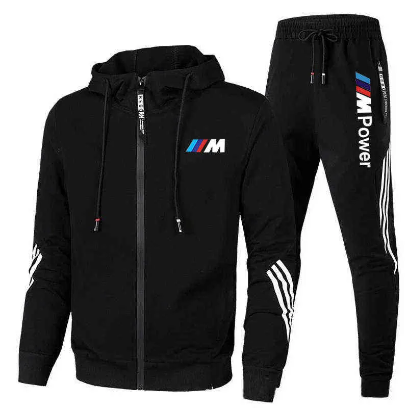 2021 New Brand Print Tracksuit Men Set Hoodie and Pants Casual Sportswear Gym Clothing Jogging Men's Suits Black Red G1217