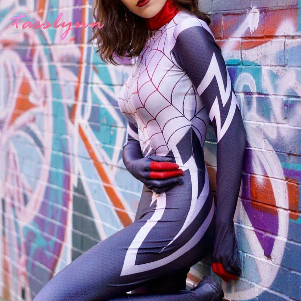 2020 disfraces de Halloween para mujeres superhéroe película Cindy Moon disfraces Cosplay araña seda Cosplay mono G0925256f