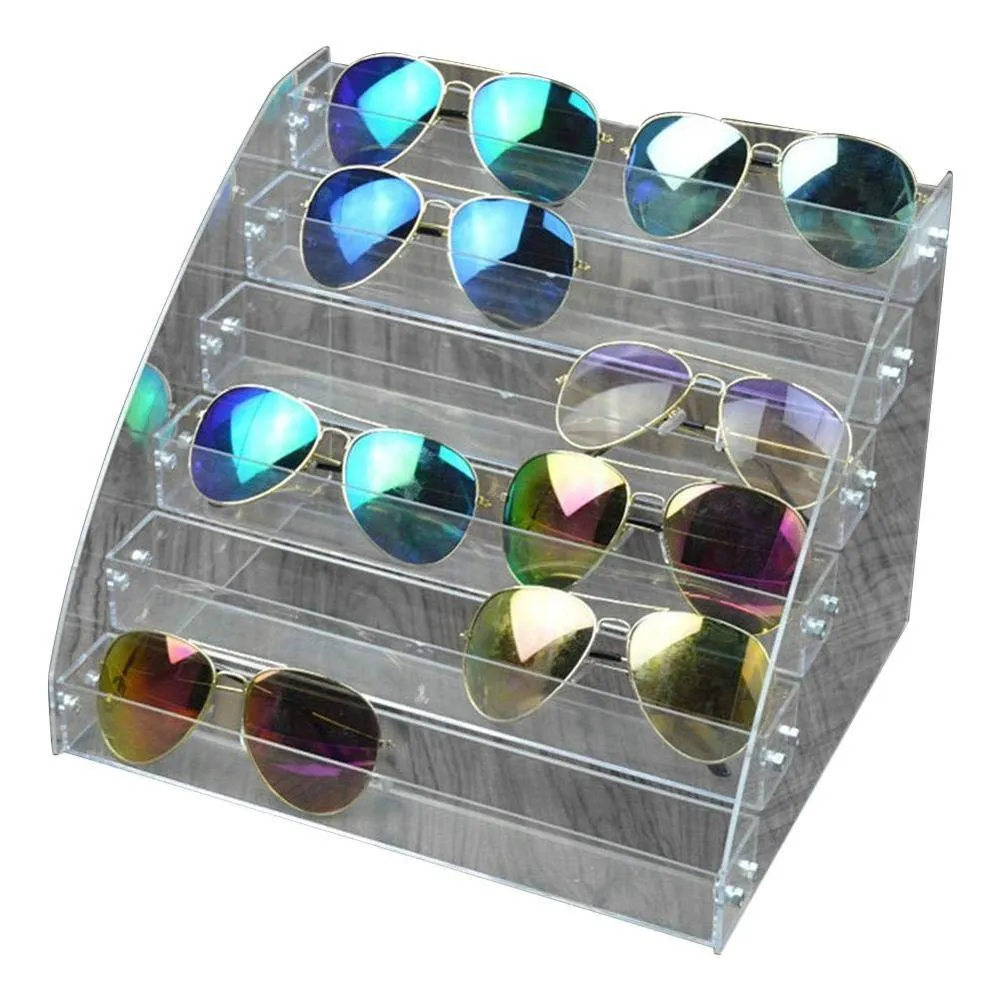 Multi-layer afneembare acryl nagellakrek tafelblad Display Clear Makeup Organizer Varnish Sunglasses Tray Stand Holder283e