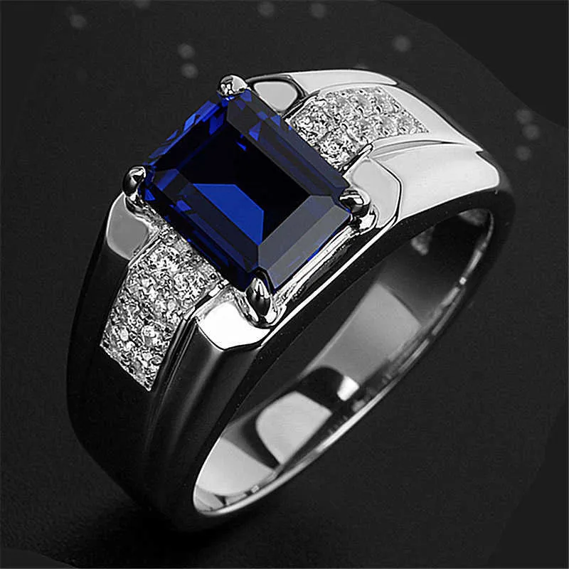 Mens Ringar Crystal Emerald Green Spinel Mäns Ring Platinum Plated Fashion Diamond Lady Cluster Styles Band