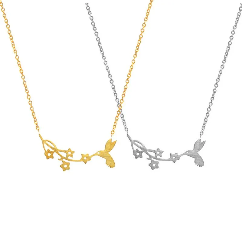 Collier de colibri de couleur or pour femmes bijoux chaîne en acier inoxydable pendentif poufromée colliers