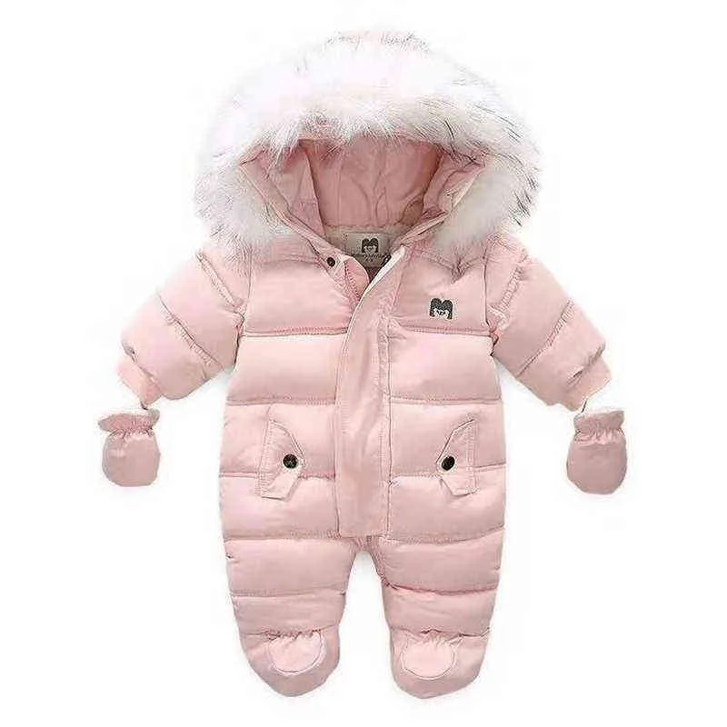 Iyeal winter babykleding met hooded bont geboren warme fleece bunting baby snowsuit peuter meisje jongen sneeuw slijtage uitloper jassen 220106