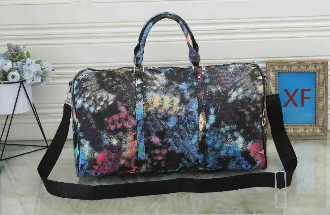 Fashion Travel Bag Women Men Shoulder Duffel Bags Totes Handbags Crossbody Luggage Printed Genuine Leather High Quality 412# 53x21219c
