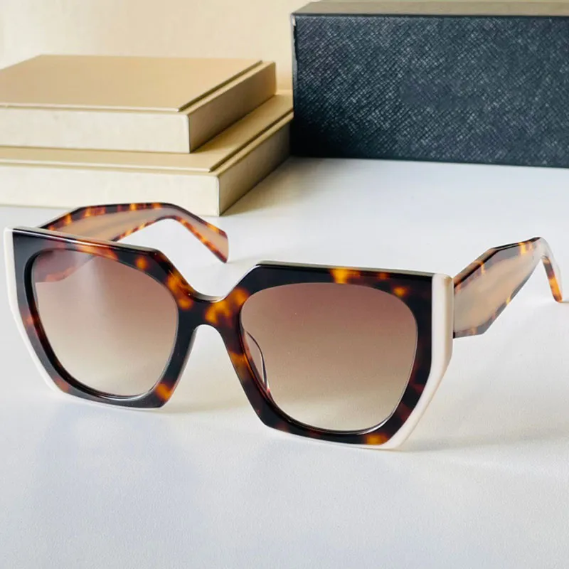 Designer Monochrome PR 15WS Womens lyxiga solglasögon för kvinnor alla svarta och två-ton ram rosa bruna mode shoppingglasögon CA275Q