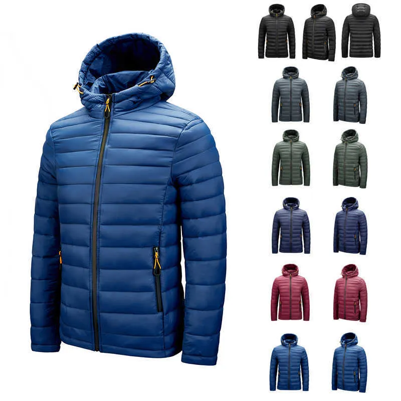 Män vinter varmt varumärke Vattentät jacka Män Autumn Outwear Tjock huva Parkas Coat Casual Fashion Slim Parkas Jacket Men 211023