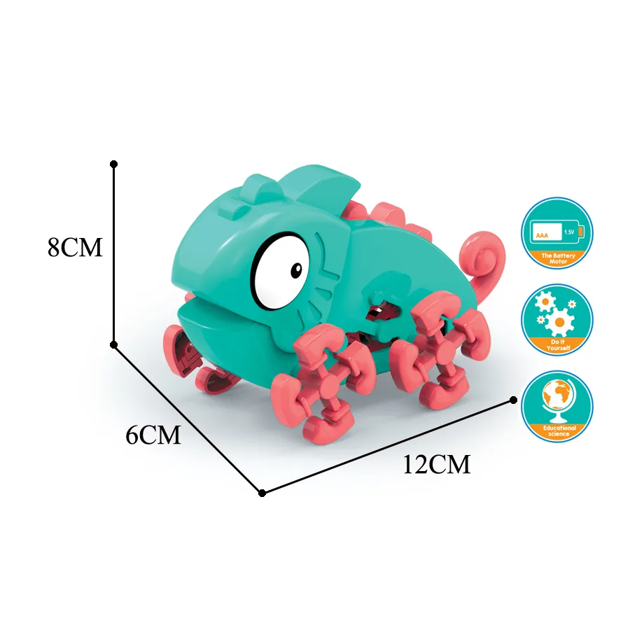 DIY Assemble Electric Chameleon Robot Science Model ToysSTEM Creative Animals Model Educational Interdraft Toys for Kids 6+