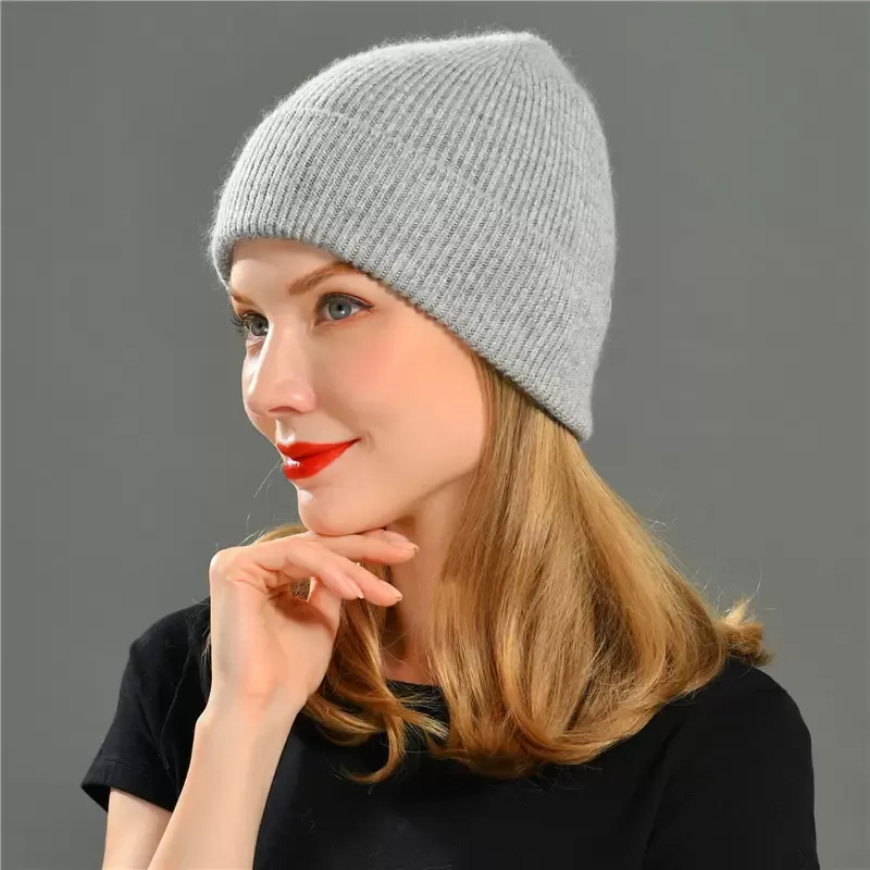 Knitted Beanie Hat Women Warm Spring Autumn Wool Knitting Caps Fashion Hot Selling Ladies Striped Skullies Hats