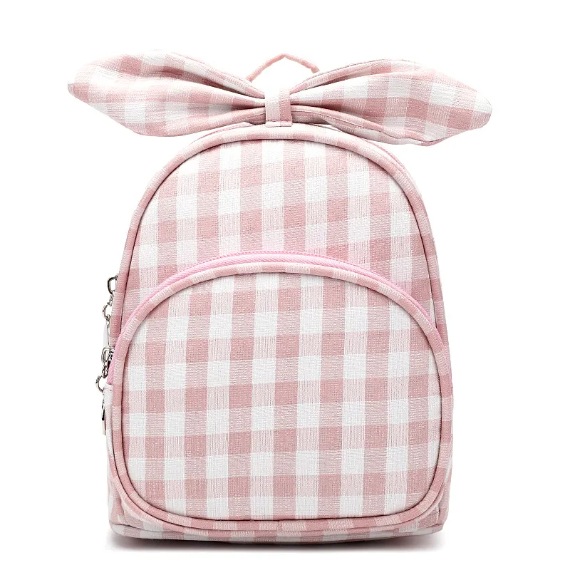 Girls Knot Children Backpacks High Quality Chequer Design Preschool Kids Kindergarten Bags