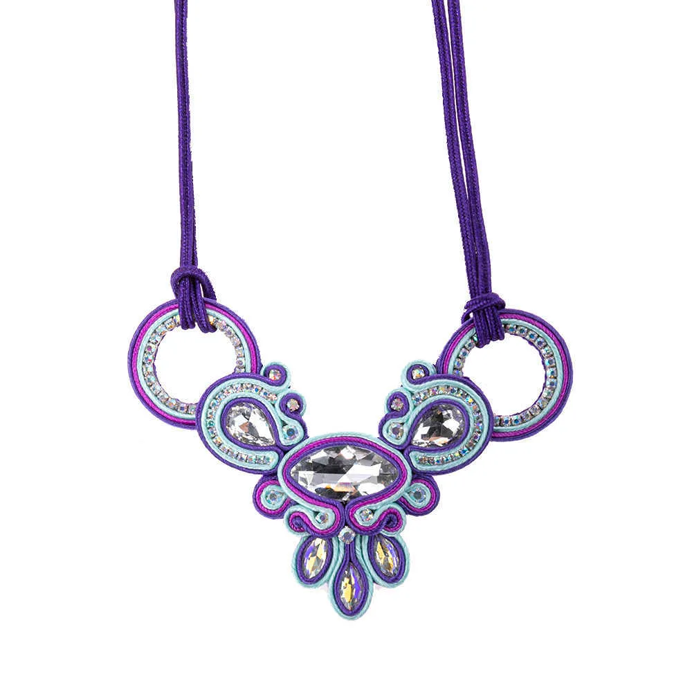 KPacT Soutache fait à la main bohème colliers bijoux ethniques femmes cristal décoration pendentif collier fête cadeaux collier