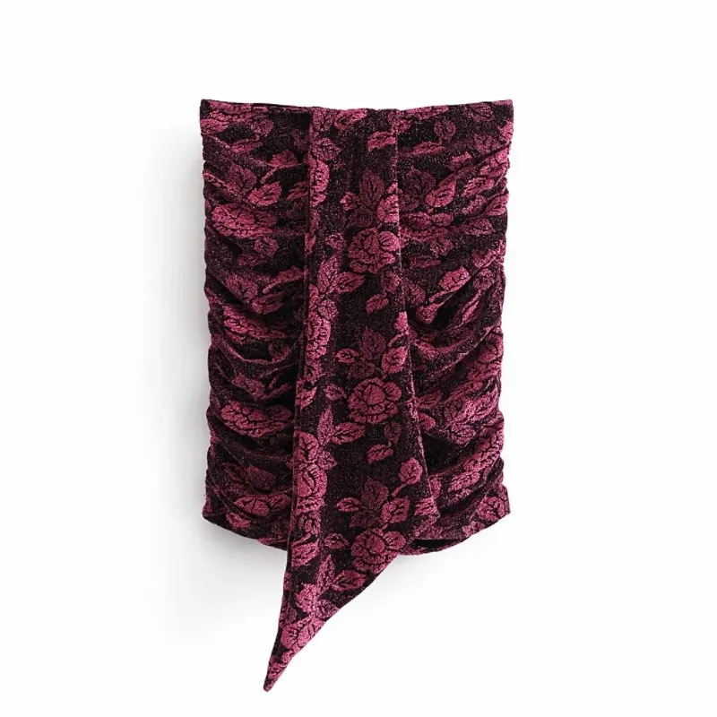 Printemps femmes fleur Jacquard plissé Mini jupe décontracté femme ample Streetwear mode dames P1987 210430