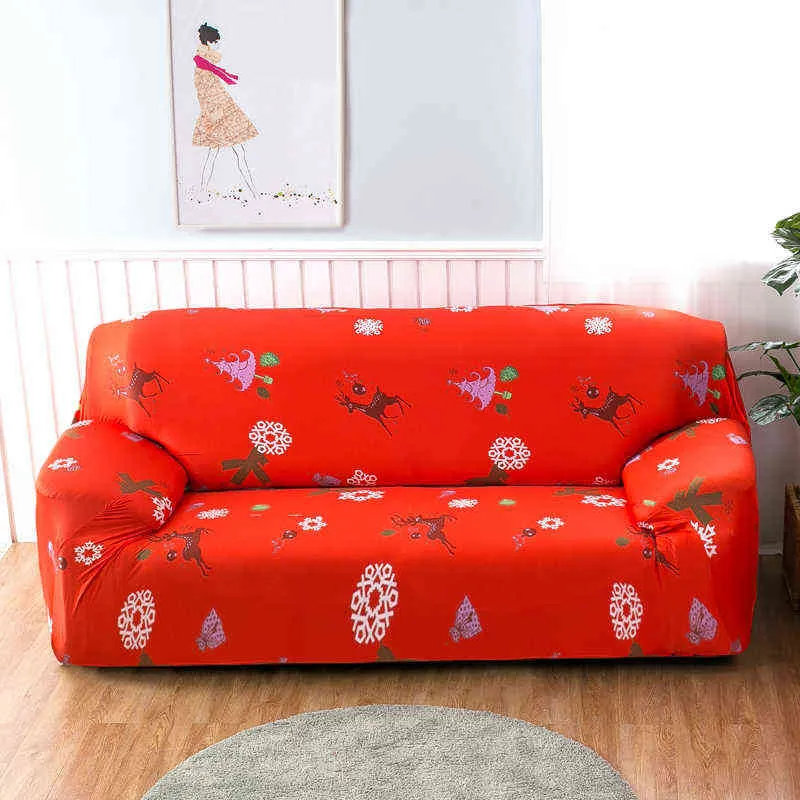 Christmas Decoration Stretch Sofa Pokrywa Slipovers Elastyczna skrzynka kanapa dla różnych kształtów Kochanie Loveseat krzesło L-style 211116