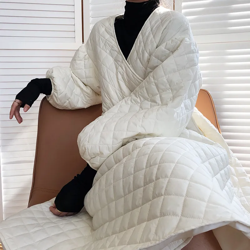 Winter Herbst Elegantes Design Kleid Schwarz Baumwolle Gepolsterter Mantel Damen Kleidung Diamantgitter Jacke für Damen Kleidung 210508